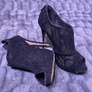 Gorgeous lace & suede stiletto booties